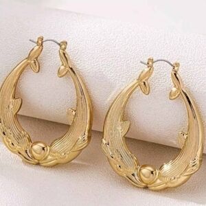 Gold Koi Teardrop Hoop Earrings - Women Jewelry